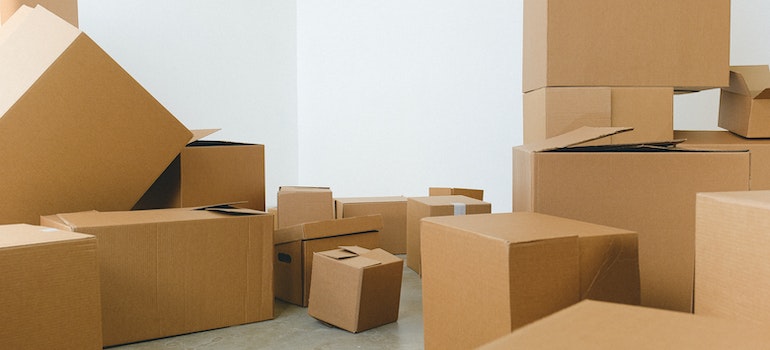 A lot of cardboard boxes in a storage unit