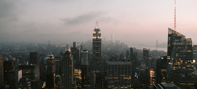 NYC skyline in the fog