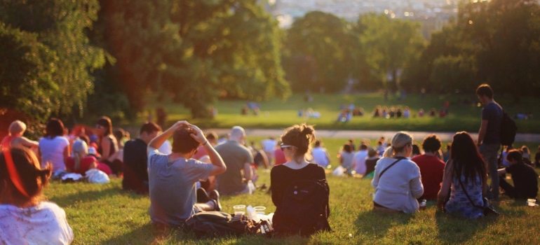 People sitting in a park