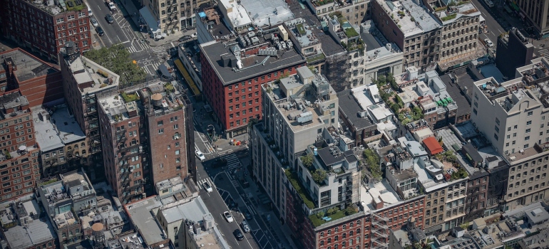 A birdview photo of Tribeca rooftops