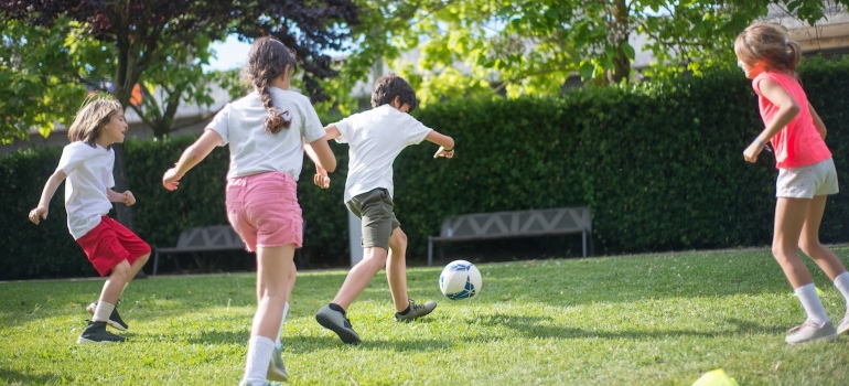 Children playing football