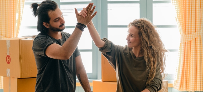 A couple high five