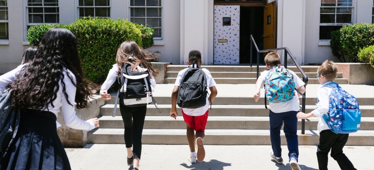 kids going to school